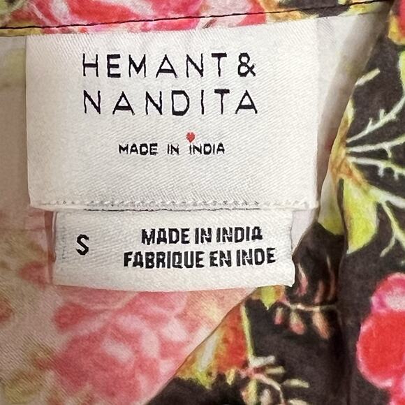 Anthropologie Hemant & Nandita Fatima Mixed Floral Button Up Blouse Small Ae14 - Picture 12 of 12